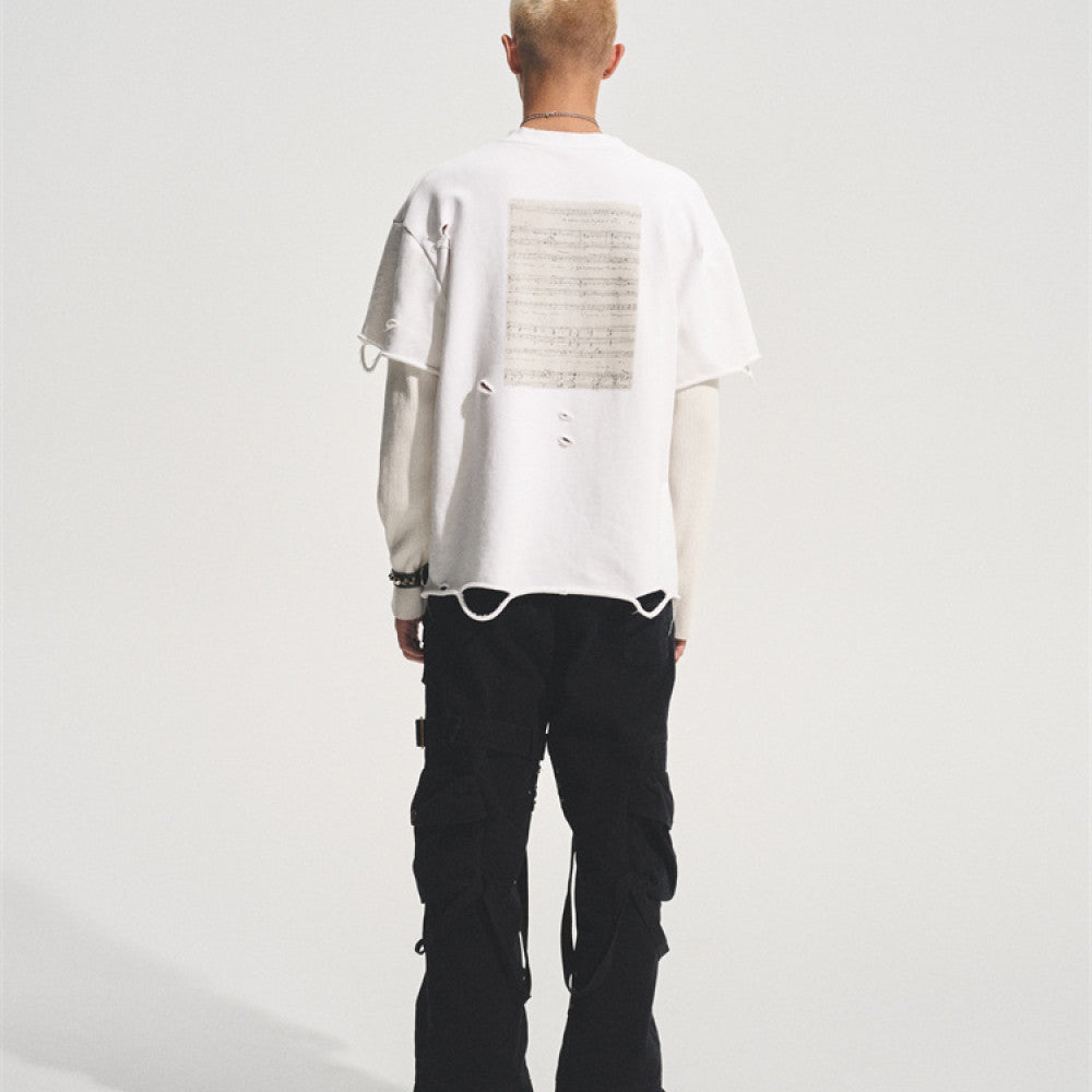 bastard PUNK TRUNK TEE rock punk print destroyed washed fake two pieces image 5