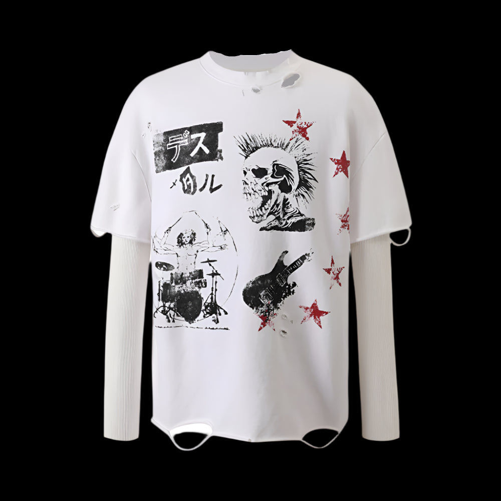bastard PUNK TRUNK TEE rock punk print destroyed washed fake two pieces image 14