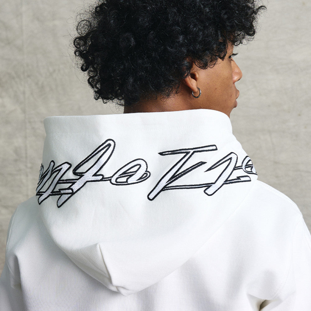 VAKA TYPESHYT Classic heavy work patch embroidery zipper round neck hooded sweatshirt for men and women image 3