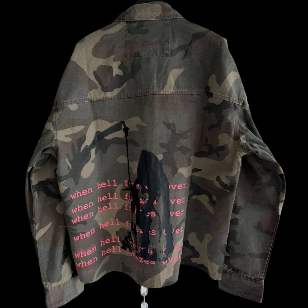 Hell System Official 24 New Product Retro Washed Canvas Camouflage Contour Printed Loose Shirt image 2