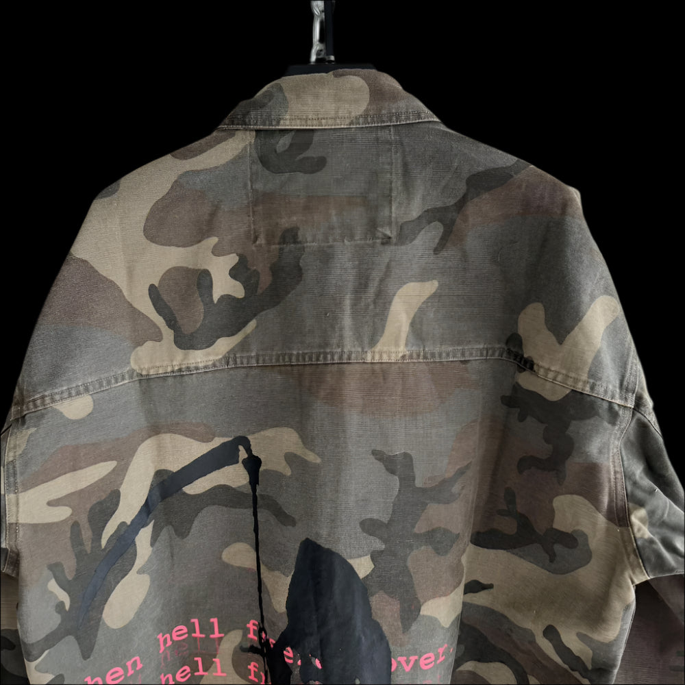 Hell System Official 24 New Product Retro Washed Canvas Camouflage Contour Printed Loose Shirt image 3