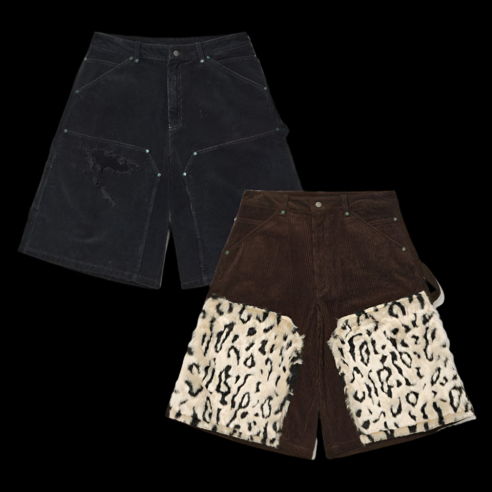 PacShop pac Cheetah Black Double Knee Corduroy Jade Shorts DOUBLE KNEE SHORTS image 0