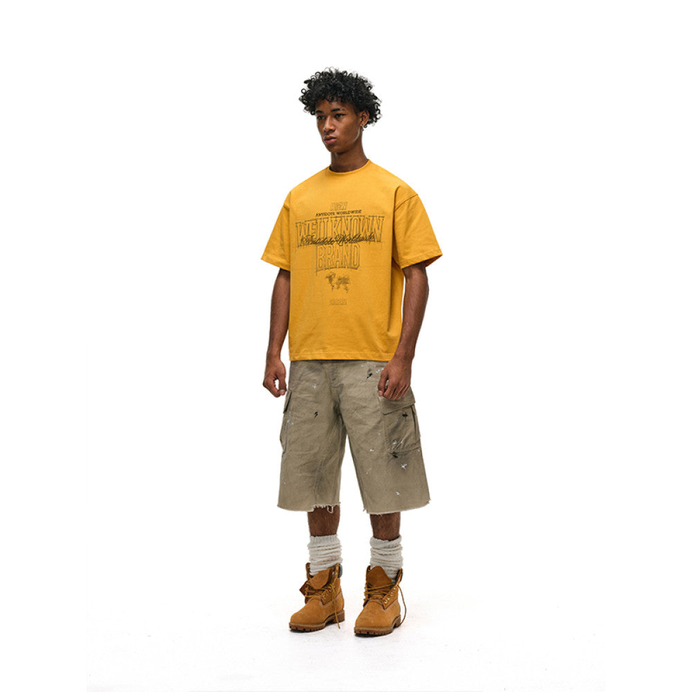 ANTIDOTE destroyed washed dirty casual cropped pants shorts mid length pants wide leg workwear shorts image 9