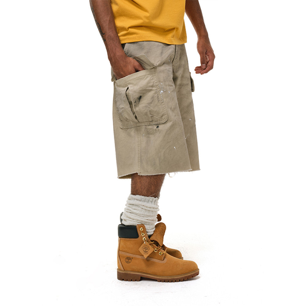ANTIDOTE destroyed washed dirty casual cropped pants shorts mid length pants wide leg workwear shorts image 12