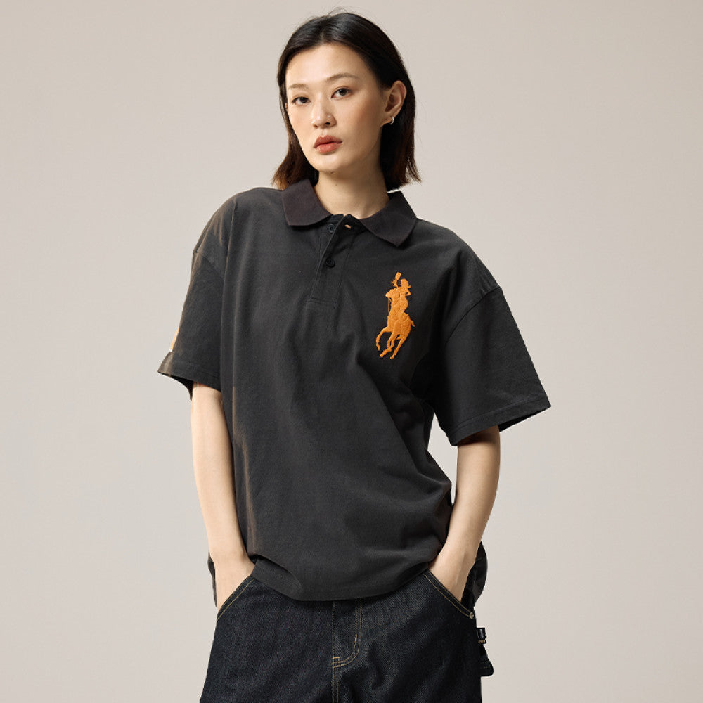 RemedyR Lauren Summer China Chic Loose Embroidery Short Sleeve T shirt American Fashion POLO Shirt for Men and Women image 4