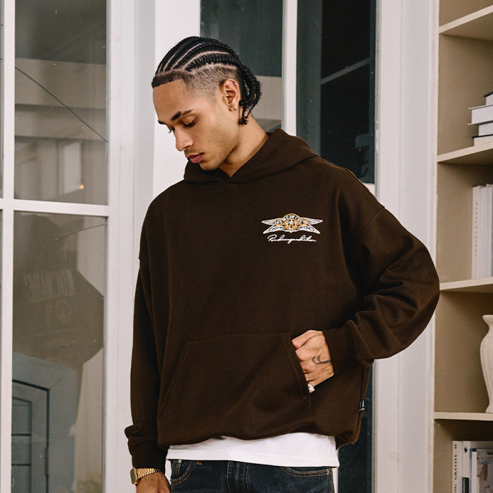 Remedy National Trend Autumn and Winter New Embroidered Loose Hoodie Jacket American Street Fashion Brand Heavy Hooded Sweater Men image 3