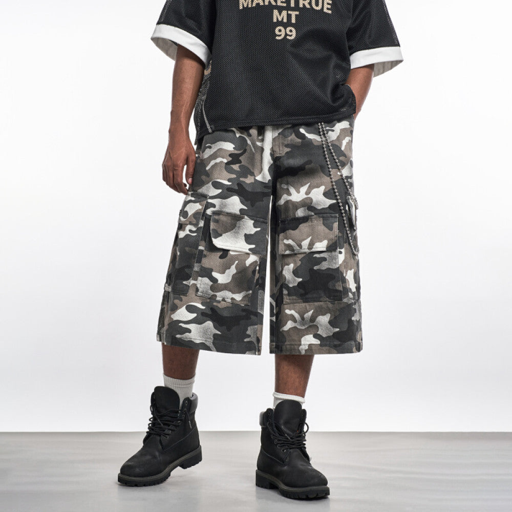 MT99 official flagship store street style OOTD camouflage pants light outdoor functional workwear cropped pants trendy shorts Invoices available image 0