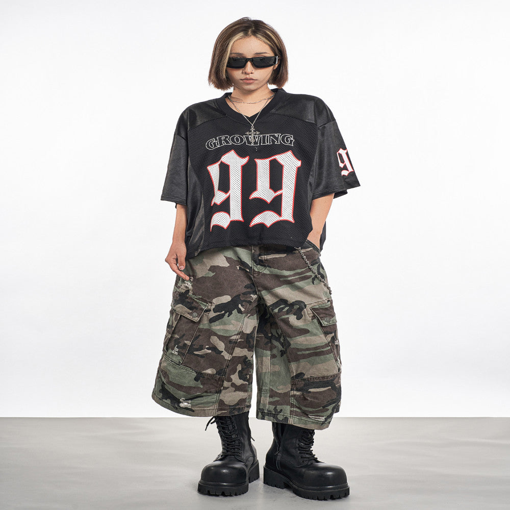 MT99 Camping Street Style Camouflage Shorts Retro Military Style Three Dimensional Ripped Multi Pocket Cropped Pants for Men image 5