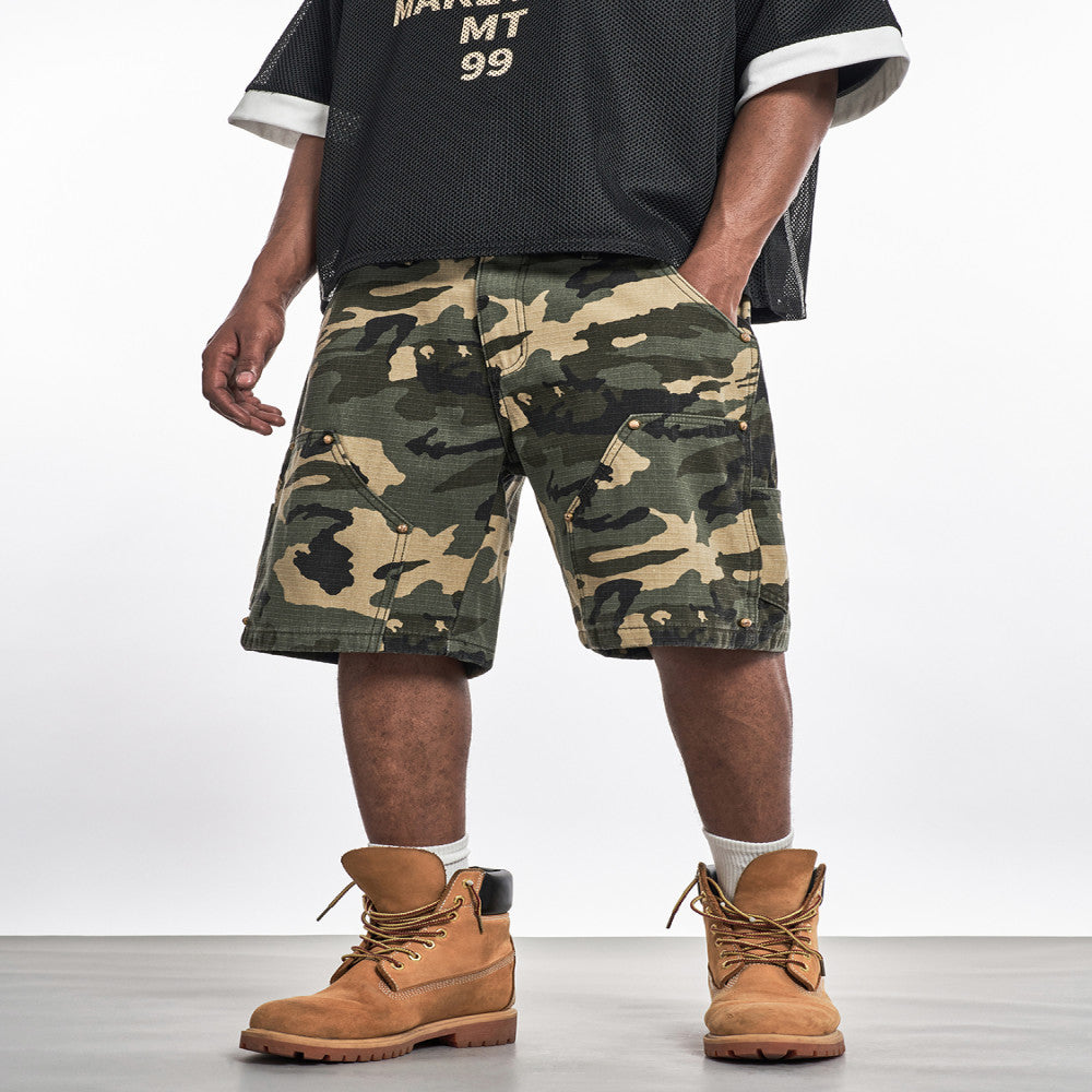 MT99 Ami Khaki Work Shorts Trendy cityboy high waist A line slim outdoor mountaineering camouflage pants image 1