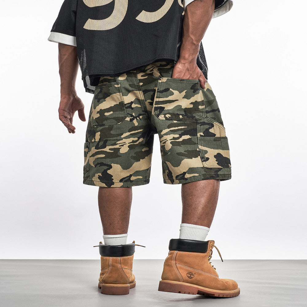 MT99 Ami Khaki Work Shorts Trendy cityboy high waist A line slim outdoor mountaineering camouflage pants image 3