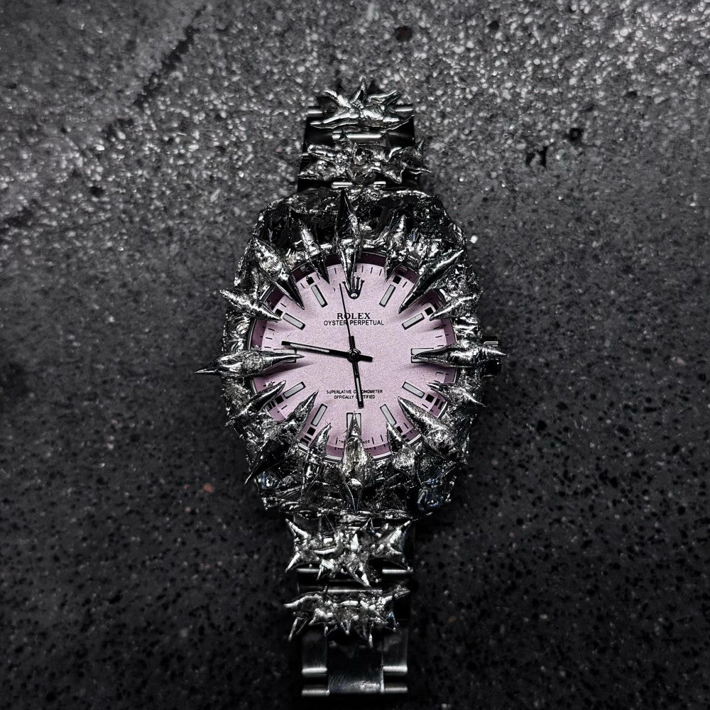 Original handmade European and American shaped pink yellow green snake scale pointed tin solder watch light luxury niche design heavy industry trend image 2