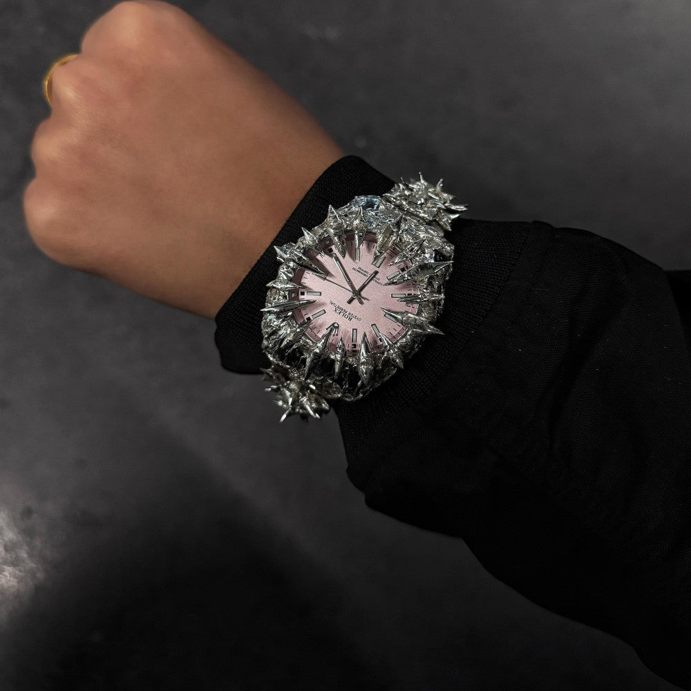 Original handmade European and American shaped pink yellow green snake scale pointed tin solder watch light luxury niche design heavy industry trend image 4