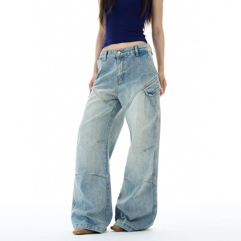 Oulang s store features American retro design niche bamboo pattern jeans men s and women s high end sense and cool pants for couples image 2