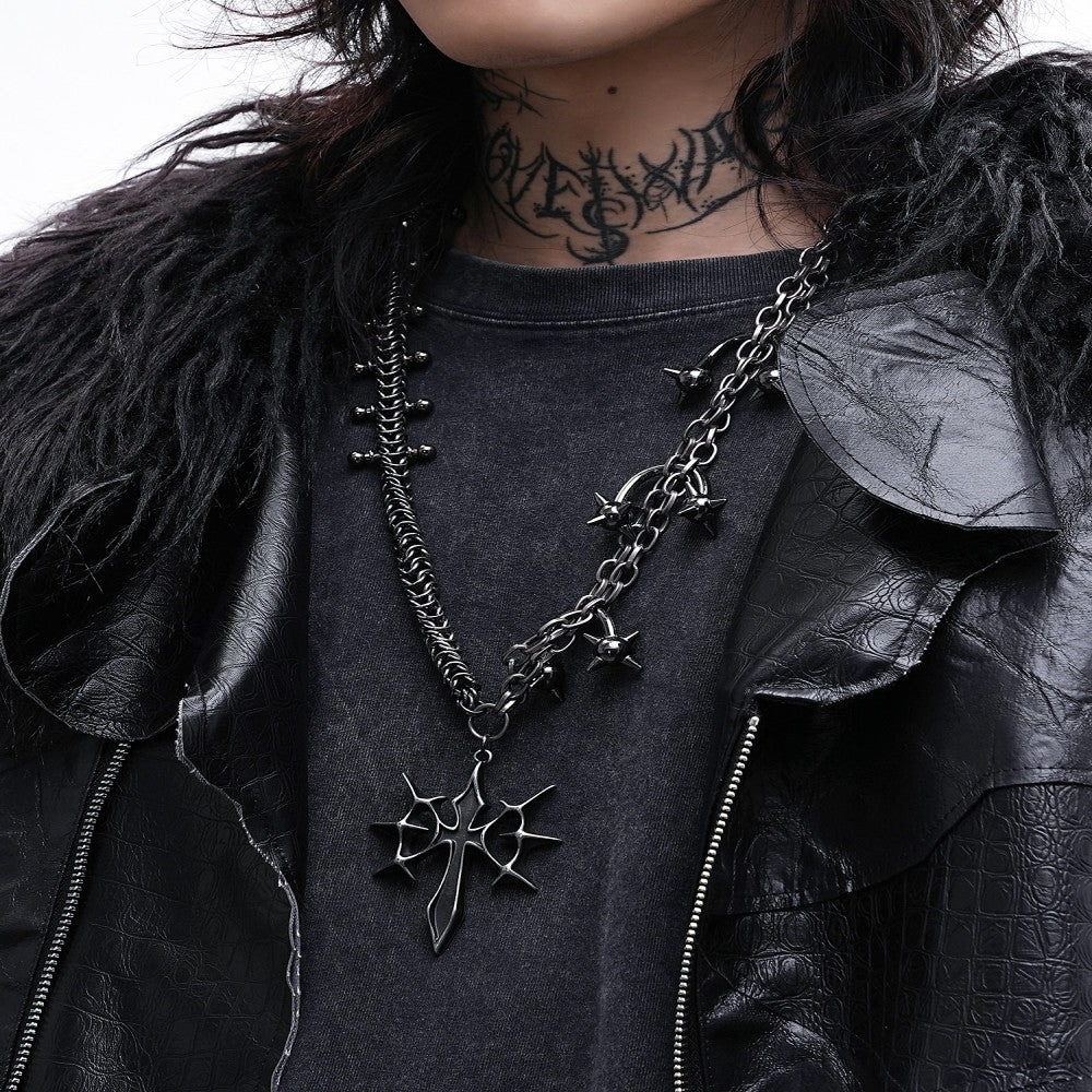 LOVEISWAR Castle Duke Original Punk Gothic Subculture Retro Cross Heavy Industry Necklace image 2