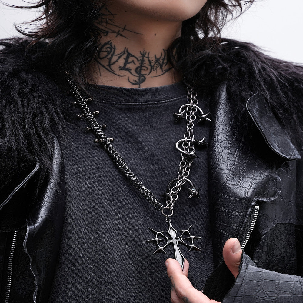 LOVEISWAR Castle Duke Original Punk Gothic Subculture Retro Cross Heavy Industry Necklace image 4