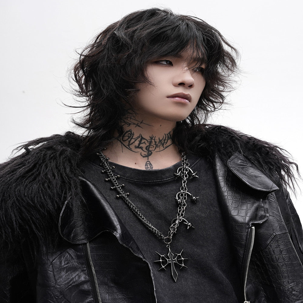 LOVEISWAR Castle Duke Original Punk Gothic Subculture Retro Cross Heavy Industry Necklace image 0