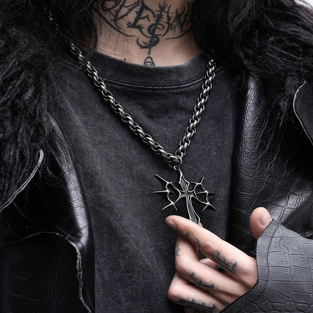 LOVEISWAR Castle Eternal Original Gothic Punk Style Niche Heavy Industry Cross Necklace Subculture image 0