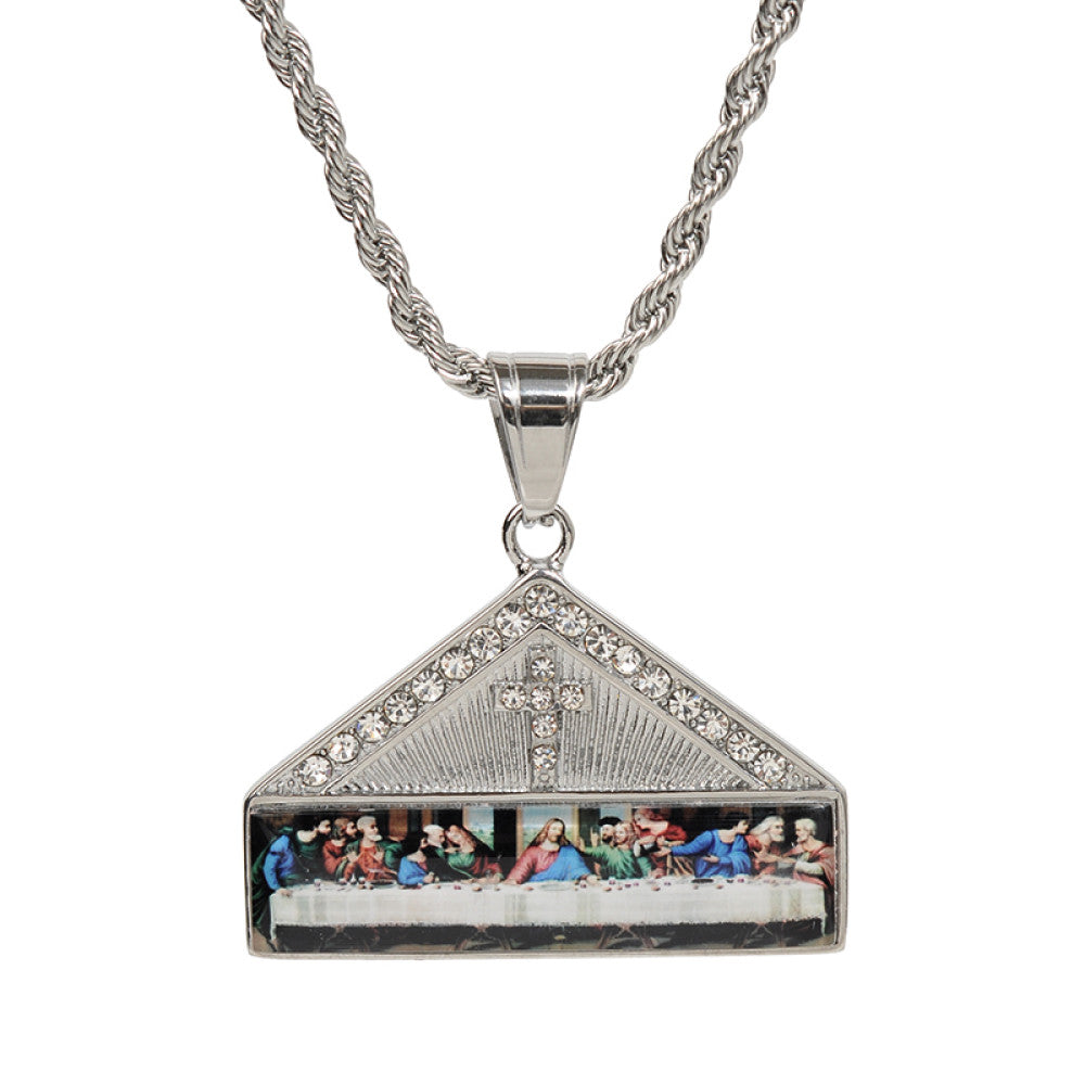 GRGR trendy titanium steel dinner pendant necklace men s hip hop European and American retro women s collarbone chain versatile trendy INS style image 5