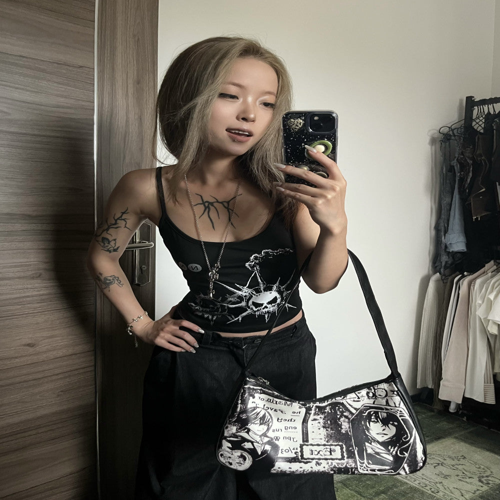 3SAN prologue original niche retro light sub leather anime portrait versatile street girl versatile armpit bag image 1