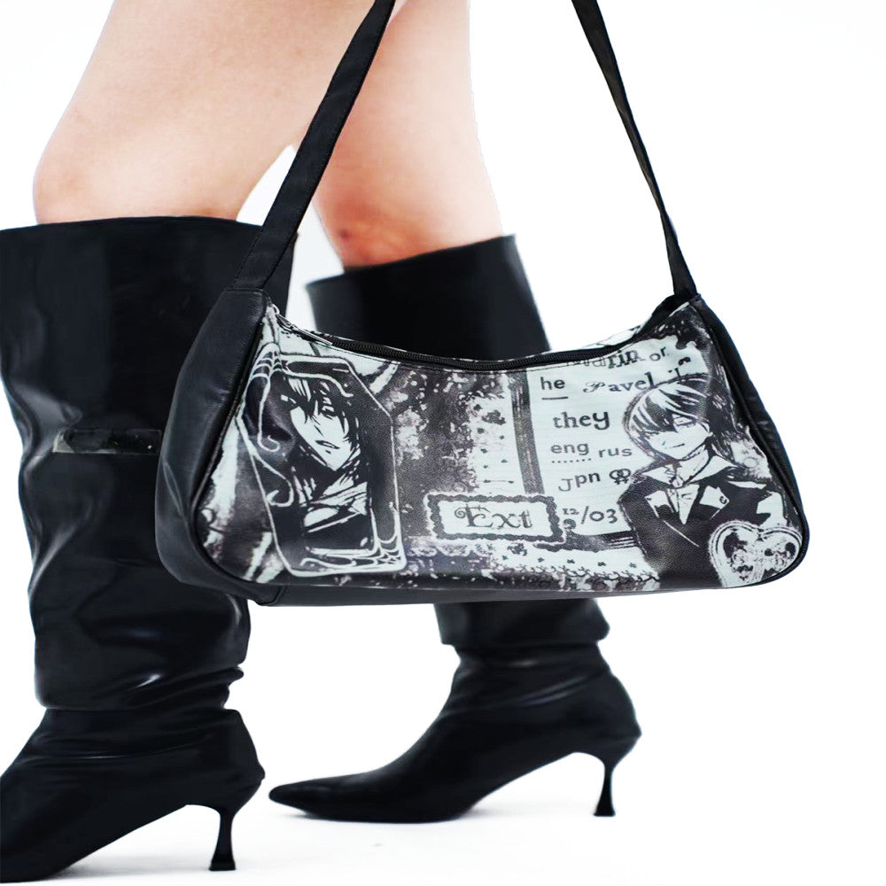 3SAN prologue original niche retro light sub leather anime portrait versatile street girl versatile armpit bag image 4
