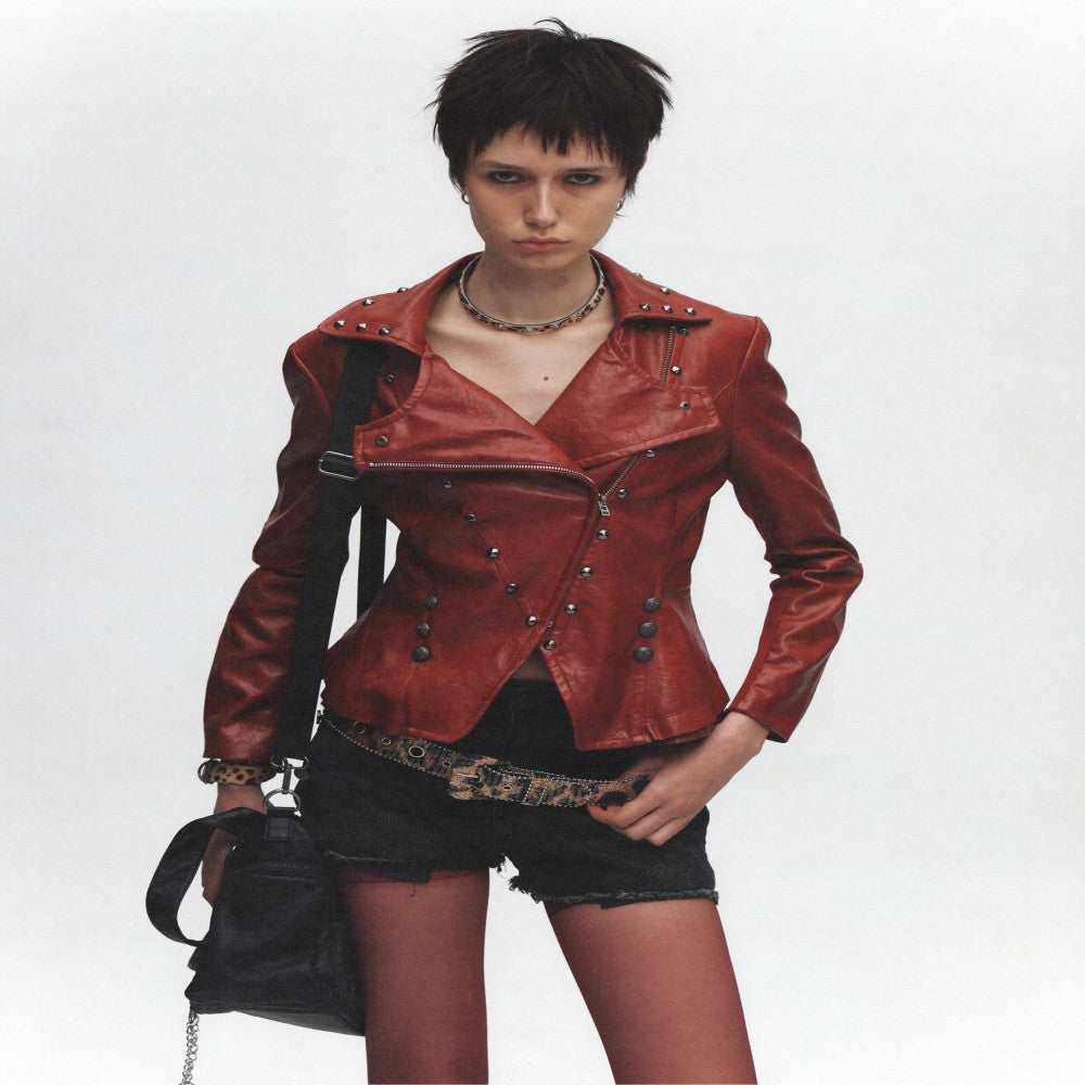 FullTIDE25 new product rhinestone leopard print bead unisex hip hop punk with leather belt image 4