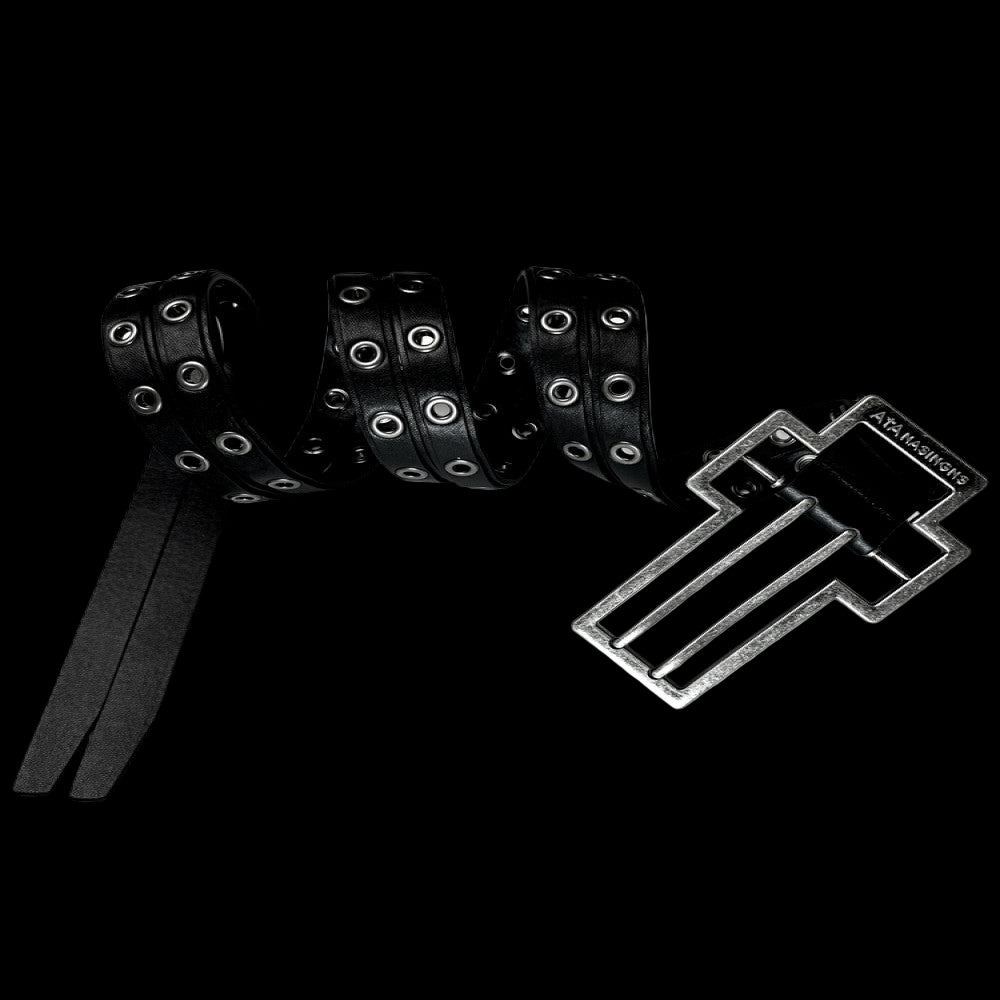 ATANNOTHINGNESS Retro vintage cross buckle double layered split waist belt top layer cowhide leather belt image 0