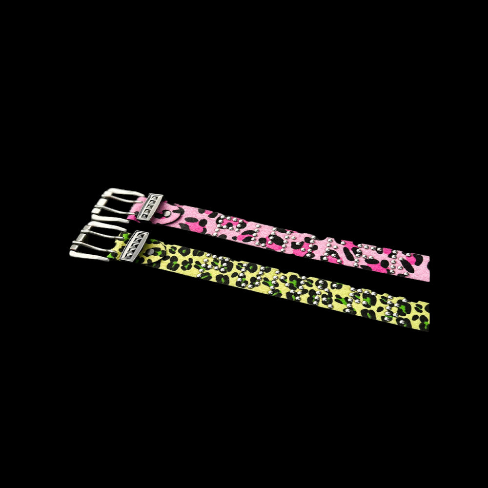 PunkFK camouflage rivet belt double breasted leopard zebra hair cow western punk rock hip hop image 1