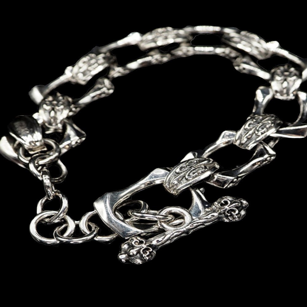 Nocturne Studio 925 sterling silver handmade niche gothic retro personality classic iris cross couple bracelet image 3