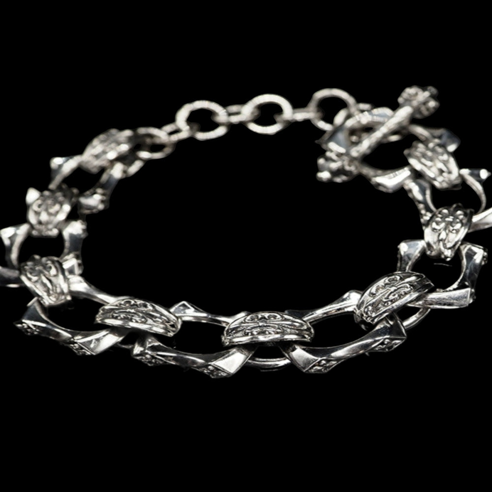 Nocturne Studio 925 sterling silver handmade niche gothic retro personality classic iris cross couple bracelet image 4