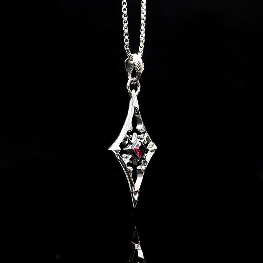 Nocturne Studio S925 sterling silver original design diamond square playing cards niche gemstone couple coin pendant image 2