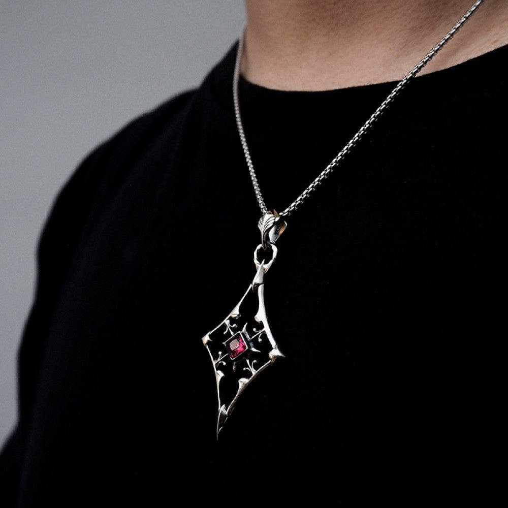 Nocturne Studio S925 sterling silver original design diamond square playing cards niche gemstone couple coin pendant image 4
