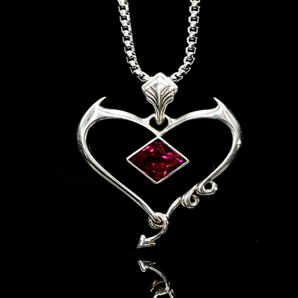 Nocturne Studio S925 sterling silver original niche versatile little devil love gemstone couple pendant necklace image 1