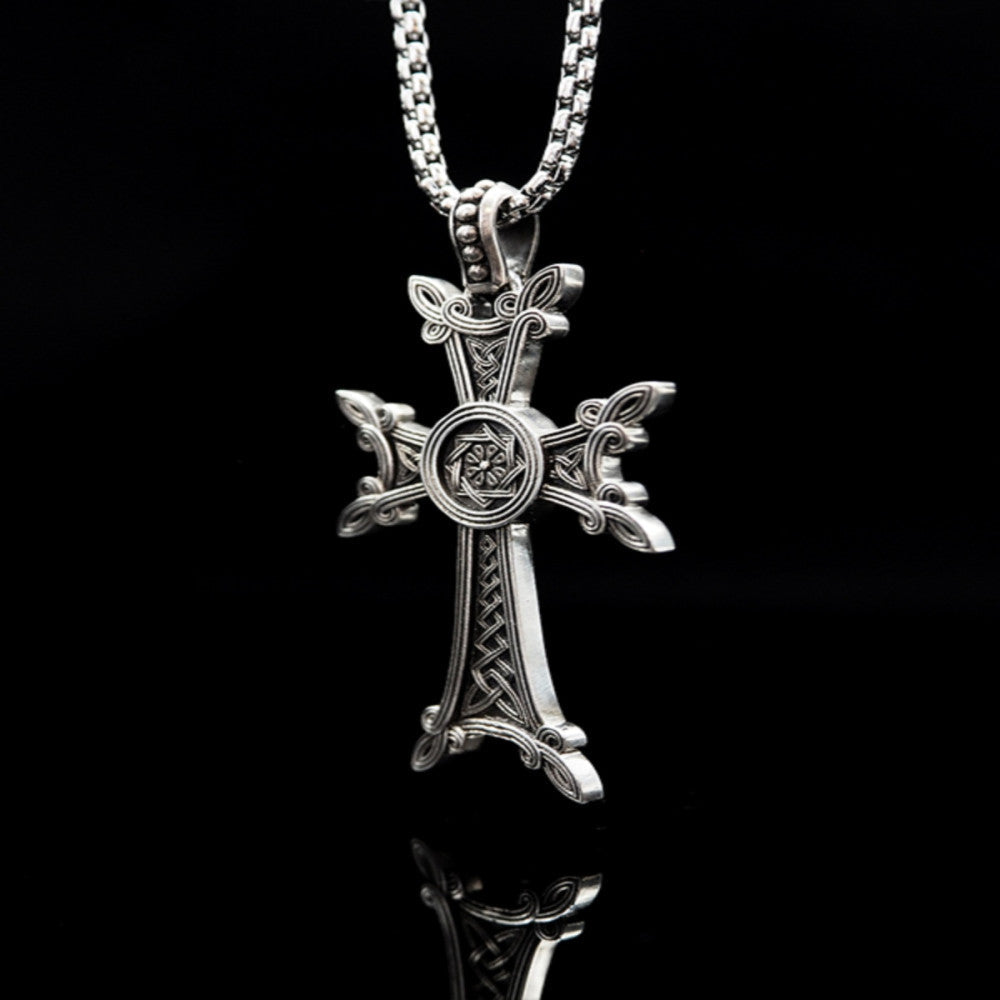 Nocturne Studio S95 Pure Silver Original Design Handmade Nordic Retro Celtic Cross Couple Pendant image 3