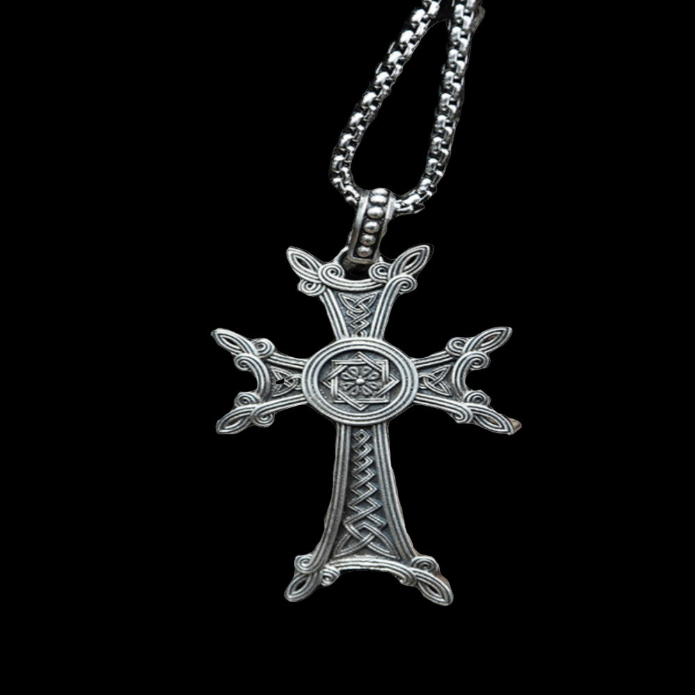 Nocturne Studio S95 Pure Silver Original Design Handmade Nordic Retro Celtic Cross Couple Pendant image 4