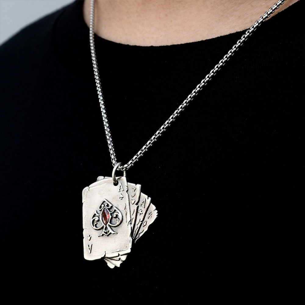 Nocturne Studio 925 sterling silver original handmade niche retro personality playing card diamond couple pendant image 4