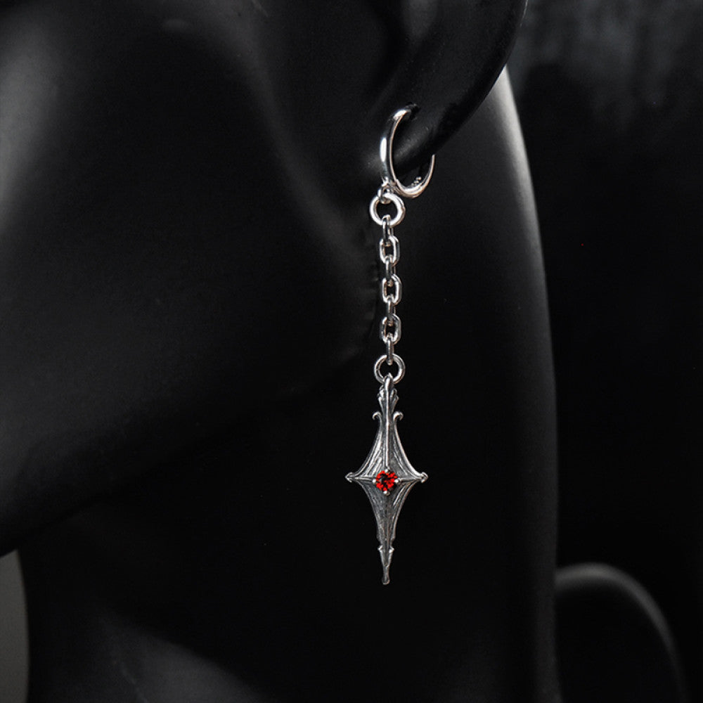 Nocturne Studio S925 sterling silver original star cross versatile niche design ruby couple long earrings image 2