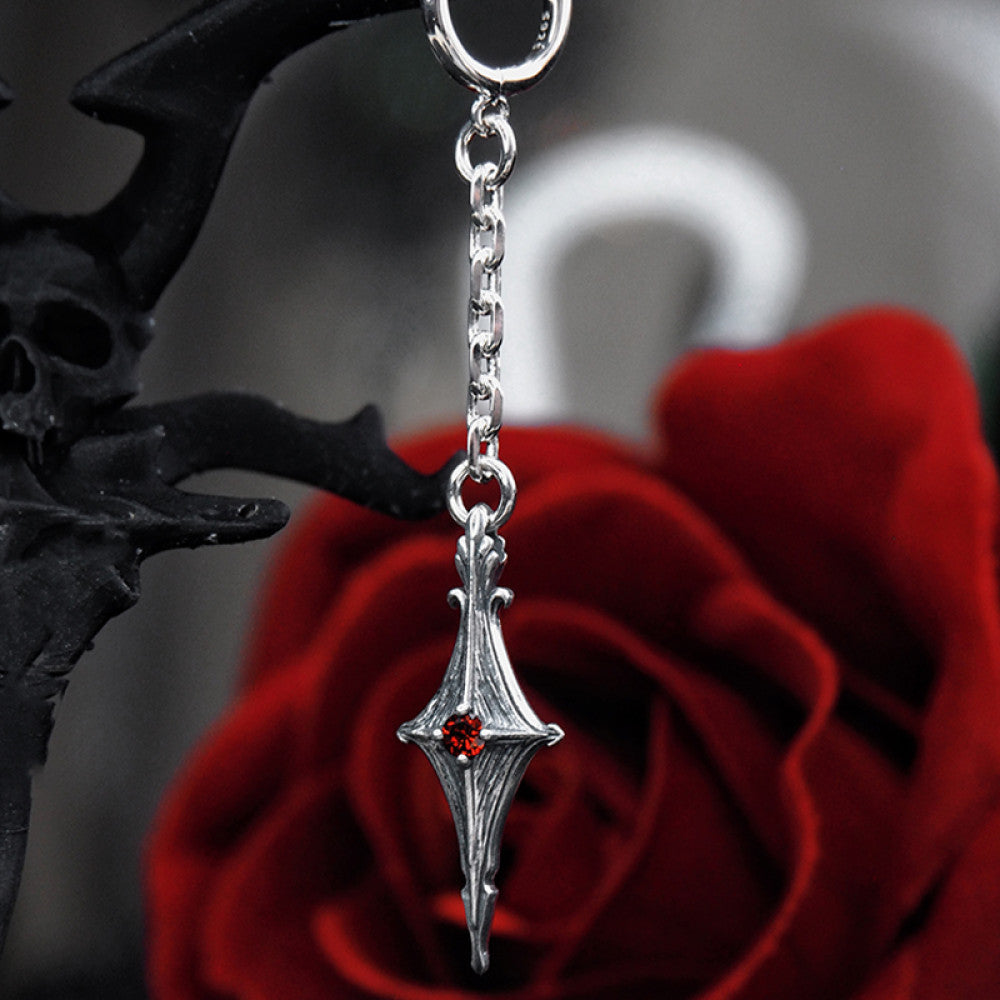 Nocturne Studio S925 sterling silver original star cross versatile niche design ruby couple long earrings image 5