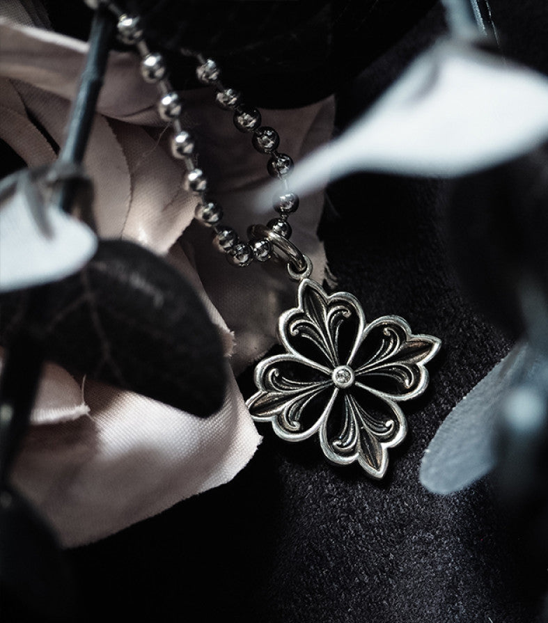Nocturne Studio S925 sterling silver original niche versatile design lucky four leaf clover couple pendant necklace image 5