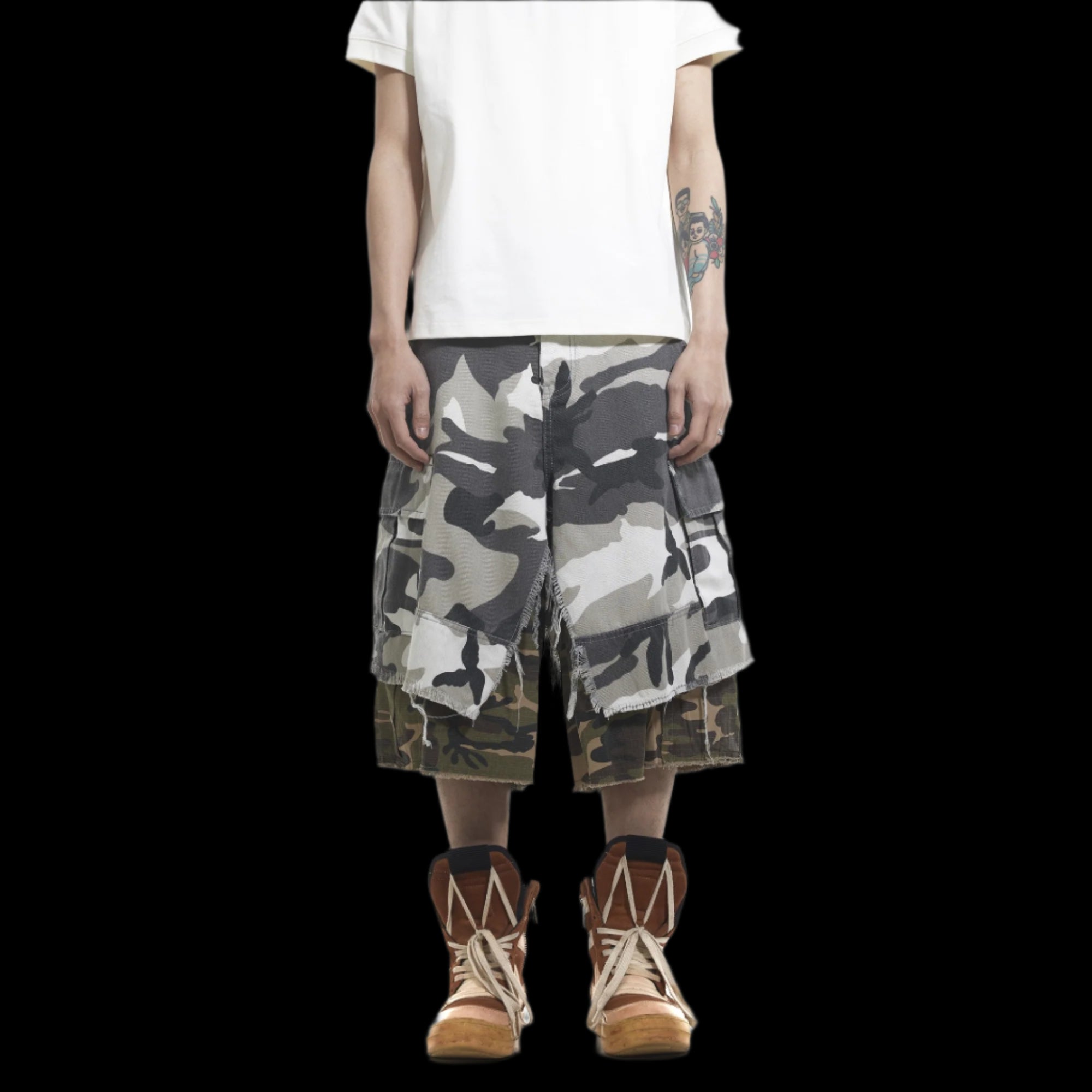 Fake Two Piece Camo Shorts