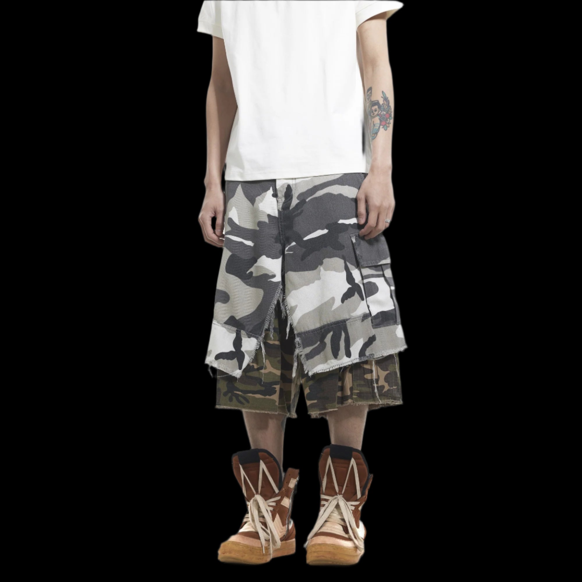 Fake Two Piece Camo Shorts