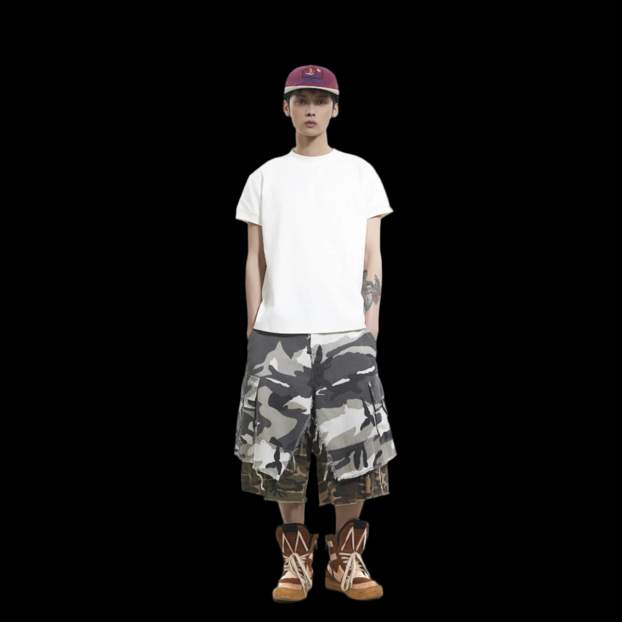 Fake Two Piece Camo Shorts