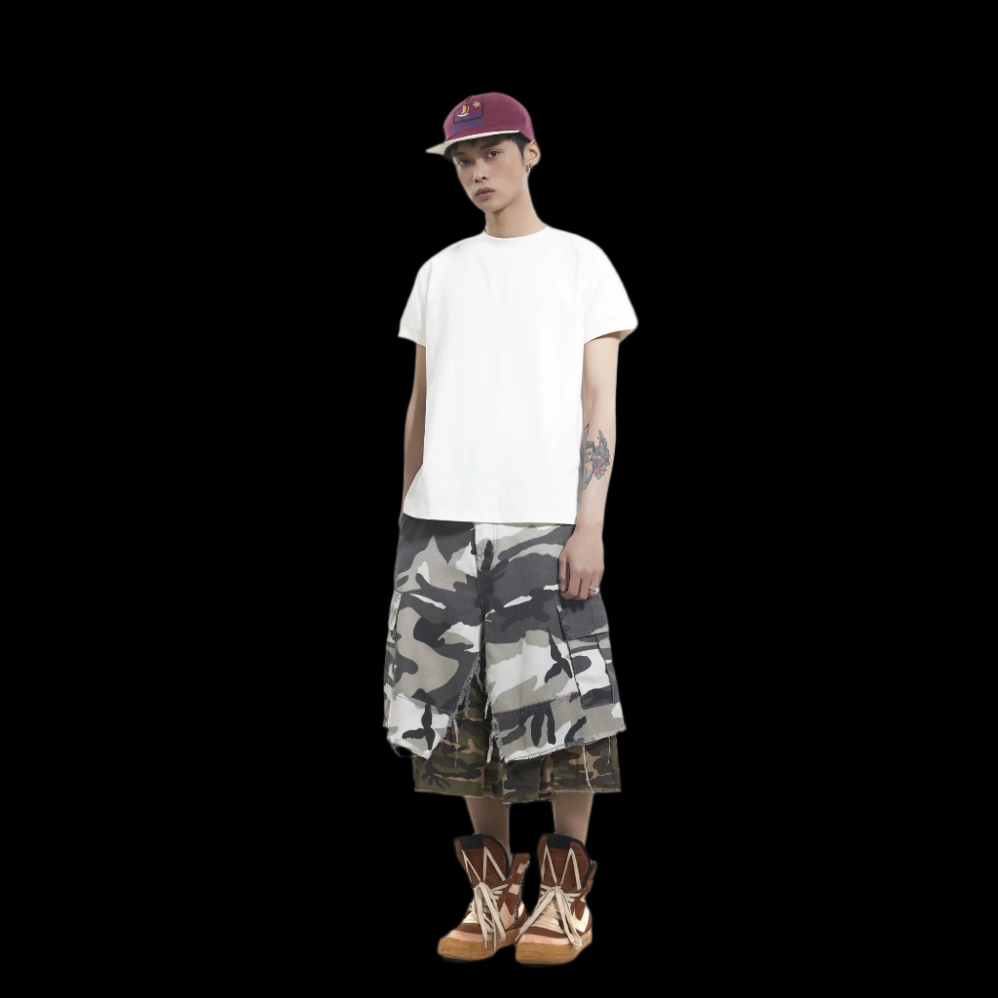 Fake Two Piece Camo Shorts