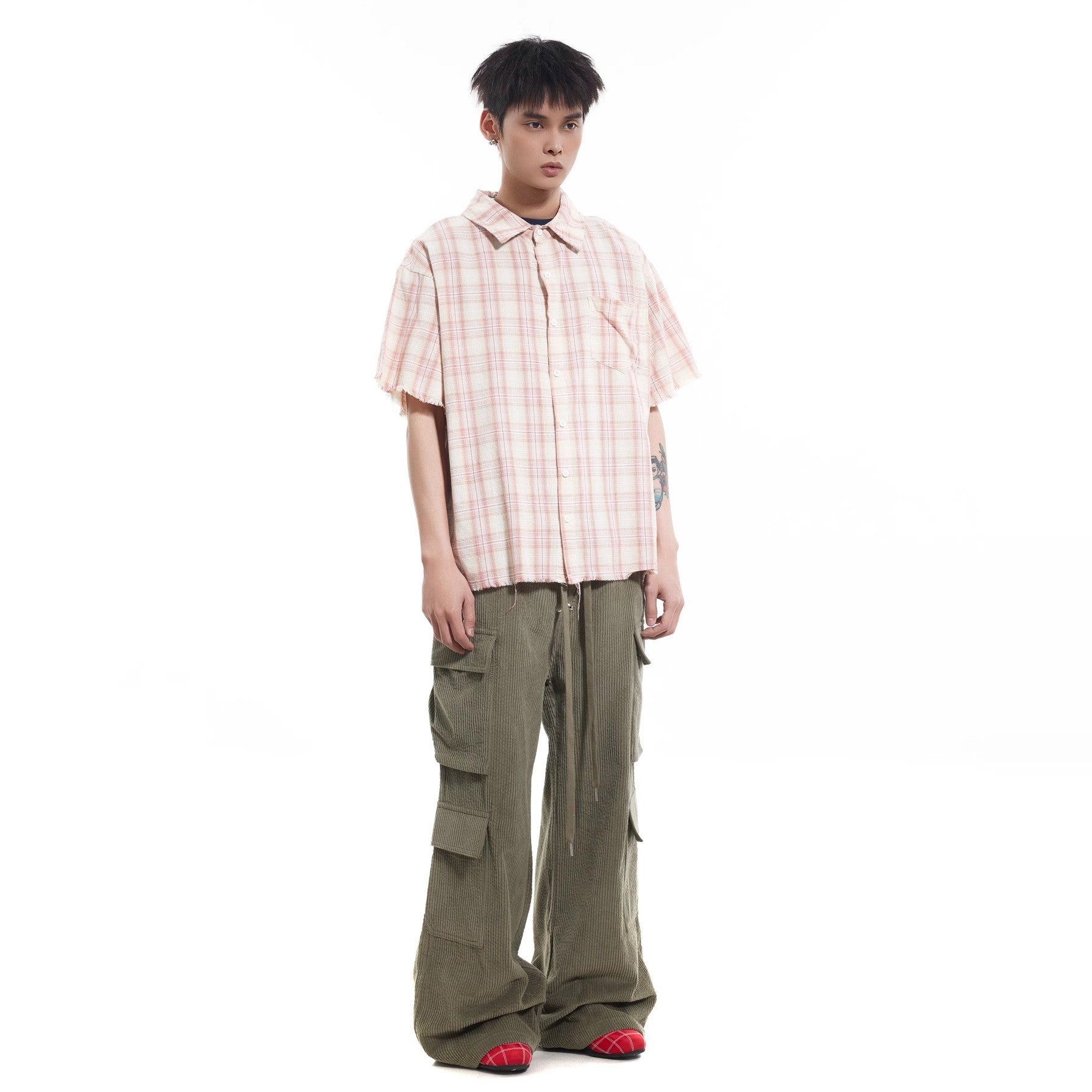 Retro Corduroy Multi Pocket Drawstring Pants