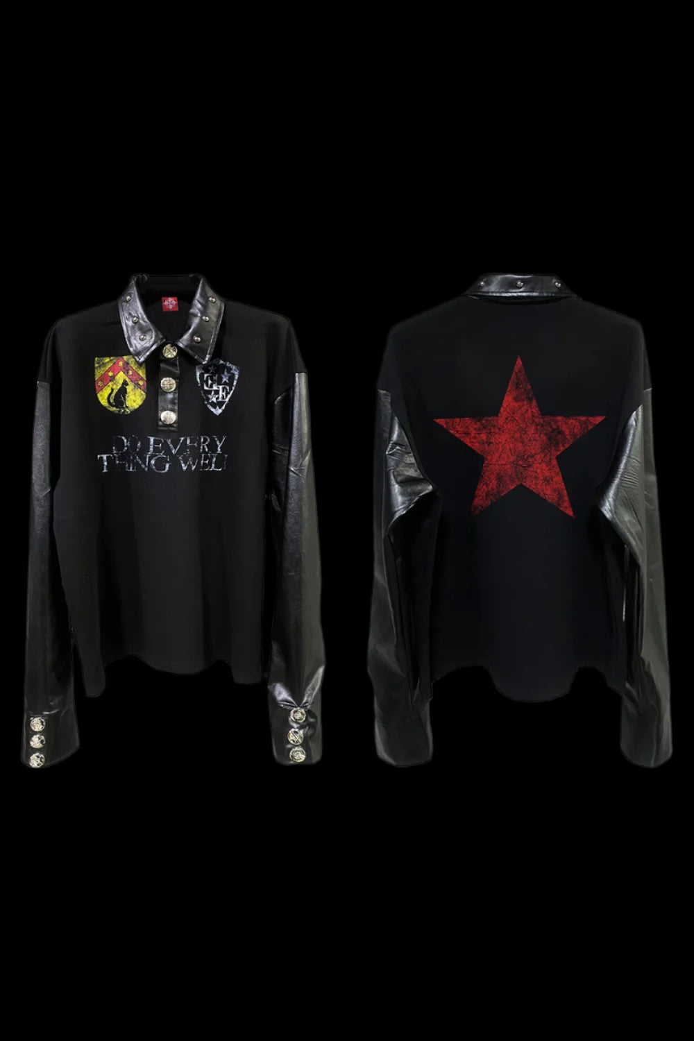 Leather Collar Long Sleeves
