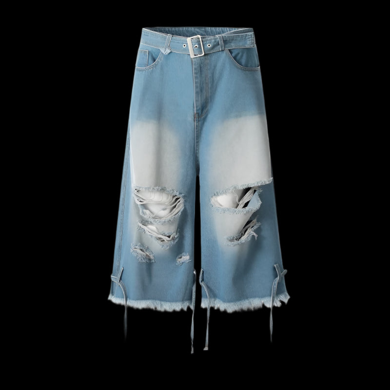 Retro Ripped Denim Shorts