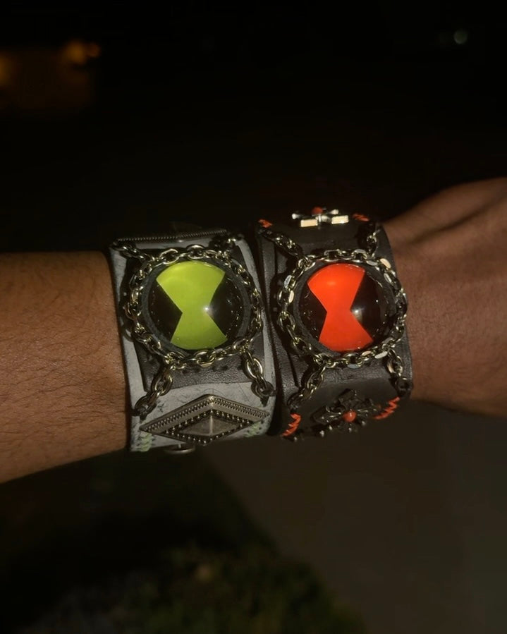 Green and red omnitrix bracelet.
