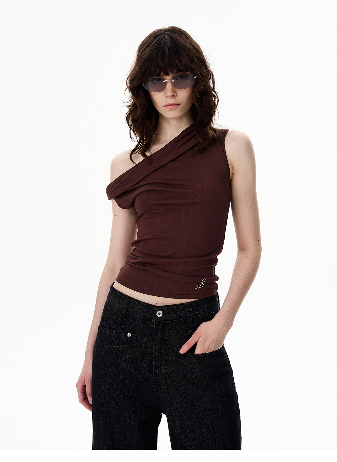 WLNEXT GreyMuse Drape Top