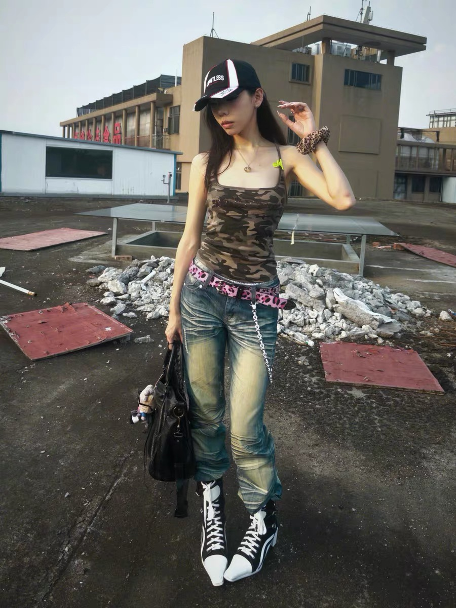 PunkFK Camouflage Hair Punk Belt