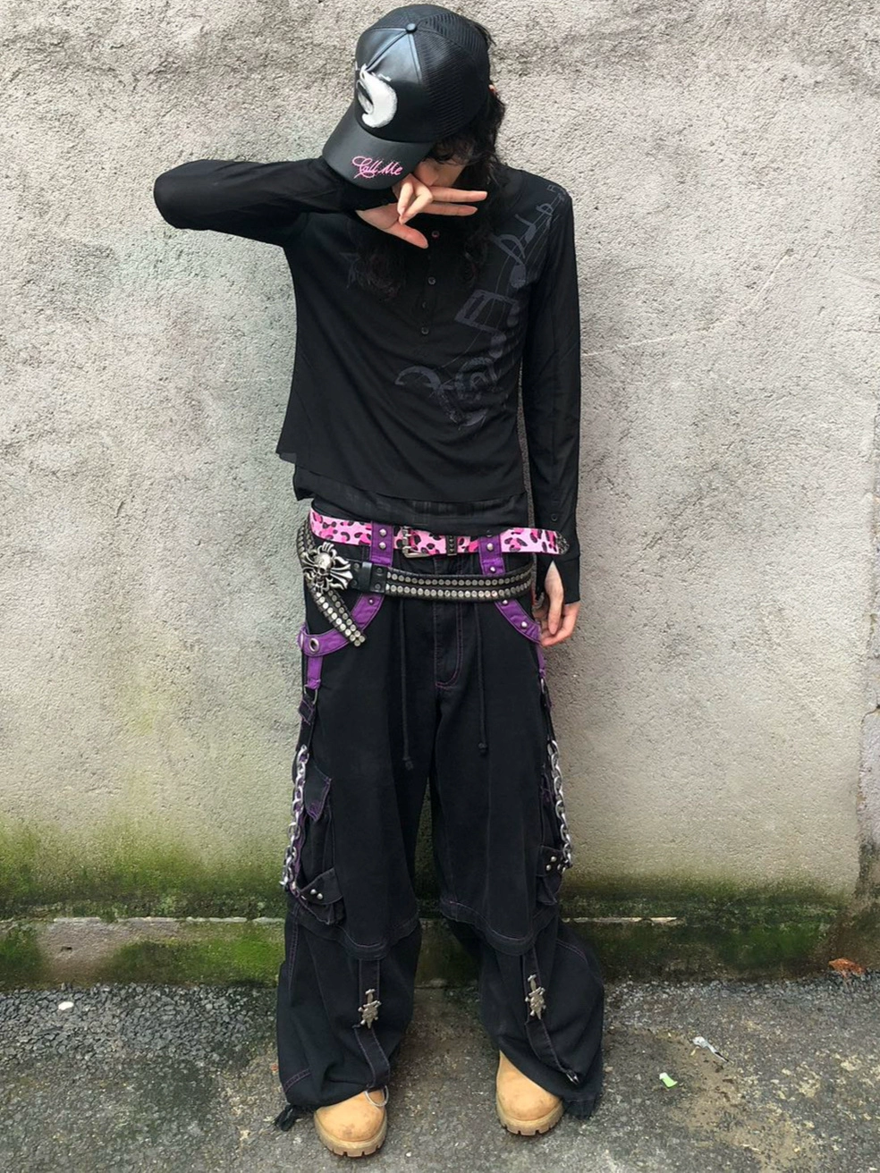 PunkFK Camouflage Hair Punk Belt