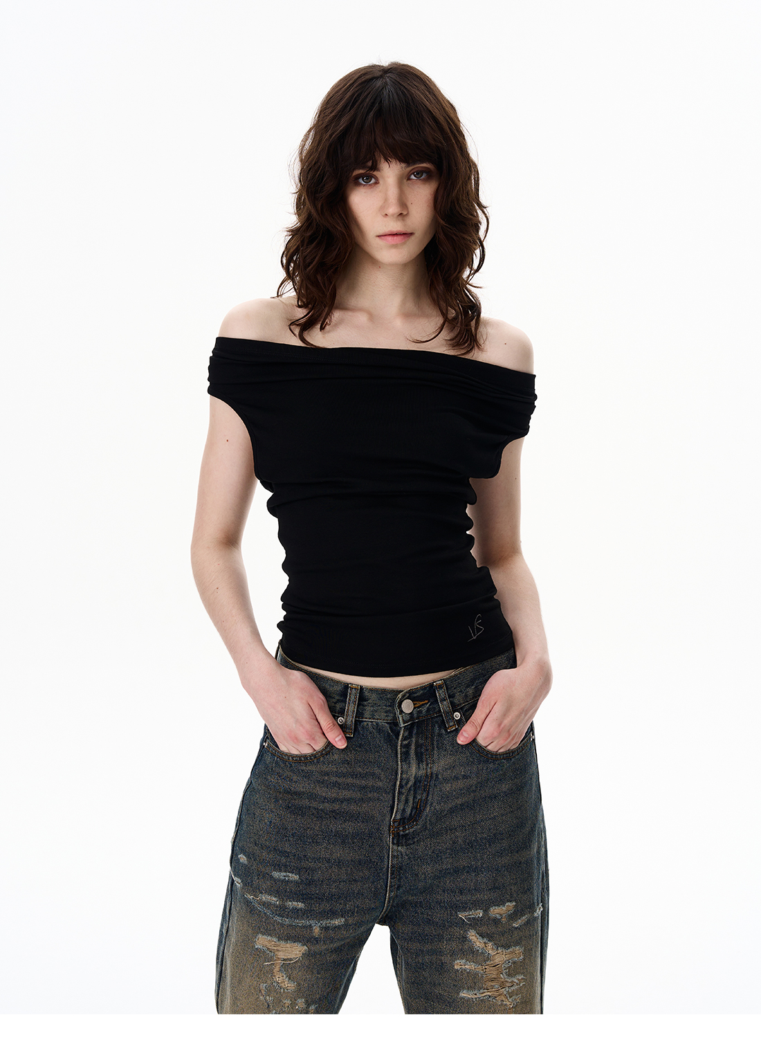 WLNEXT GreyMuse Drape Top